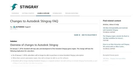 Autodesk discontinues Stingray .